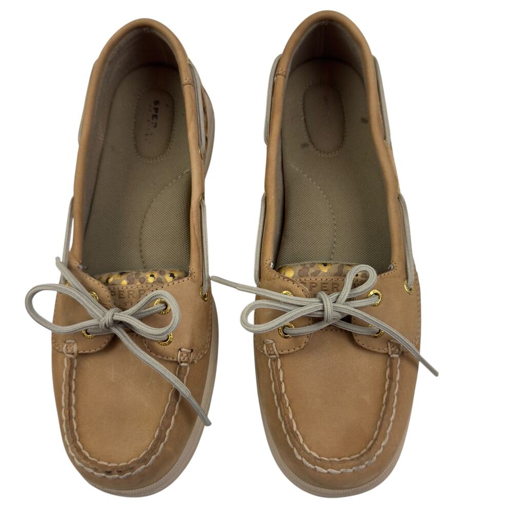Sperry Top Siders Authentic 2 Eye Leather Animal Leopard Print Shoes Women's 9.5 - Picture 2 of 11